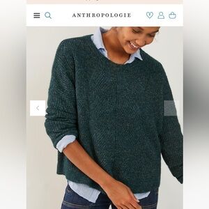 Anthropologie Keely Cable-Knit Sweater blue motif